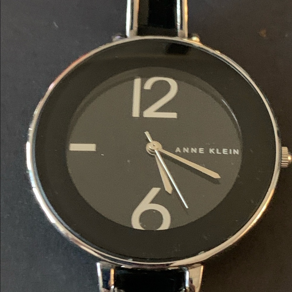 Anne Klein modern watch silver and black